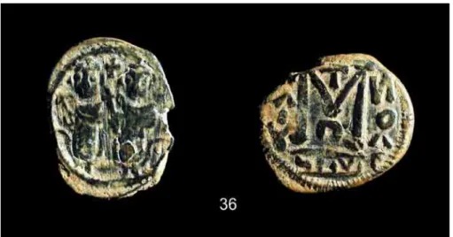 Fig.  10.  Arab-Byzantine  coinage  (Bilingual  Series,  Mint  of  Baa’lbeek)  (from  Mediterranean