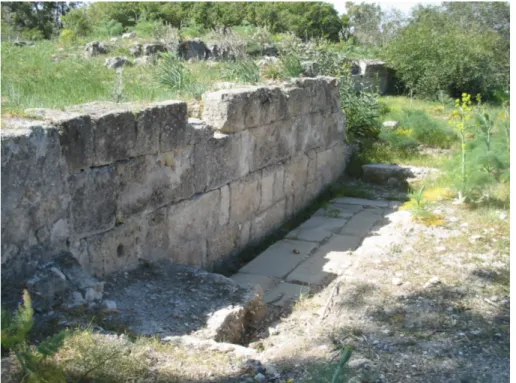 Fig. 4. The seventh-century walls cutting the Cardo Maximus (author’s picture)