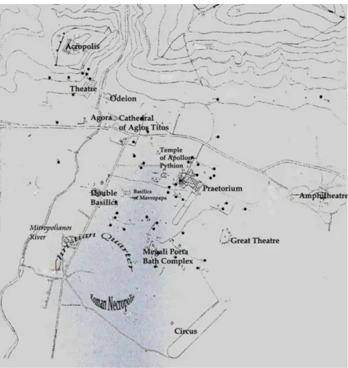 Fig. 7. Map of Gortyn (from L. Zavagno, Cities in Transition. Urbanism in Byzantium between