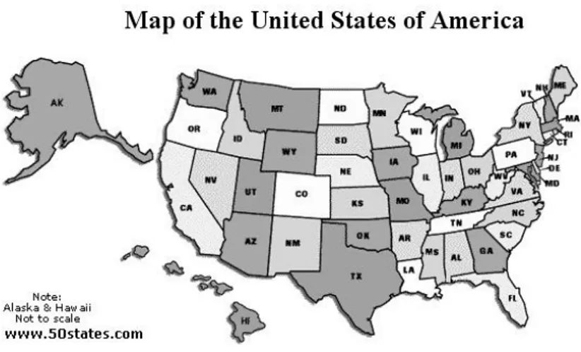 Fig. 1. Mappa degli Stati Uniti d’America (tratta dal sito Web  http://www.50states.com)