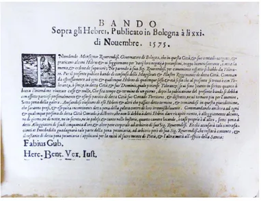 Fig. 2 - Bando contro gli Ebrei (Archivio di Stato di Bologna, Assunte- Assunte-ria di Sanità, Bandi bolognesi sopra la peste, sec