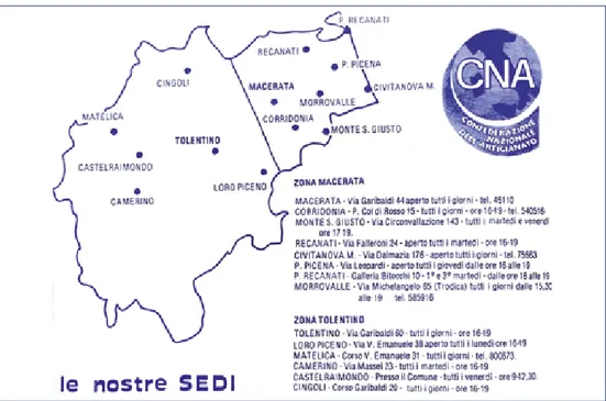 Figura 8. Il decentramento delle sedi CNA delle Zone Macerata e Tolentino – 1980.
