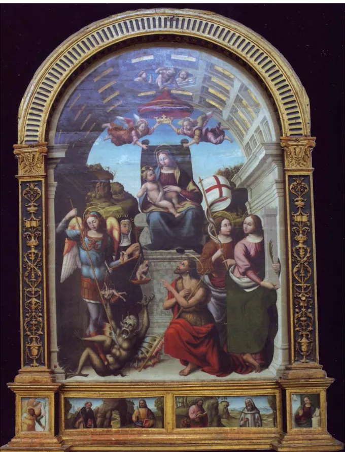 Fig. 2. Antonio da Faenza, Madonna col Bambino in trono e i santi Michele arcangelo, 