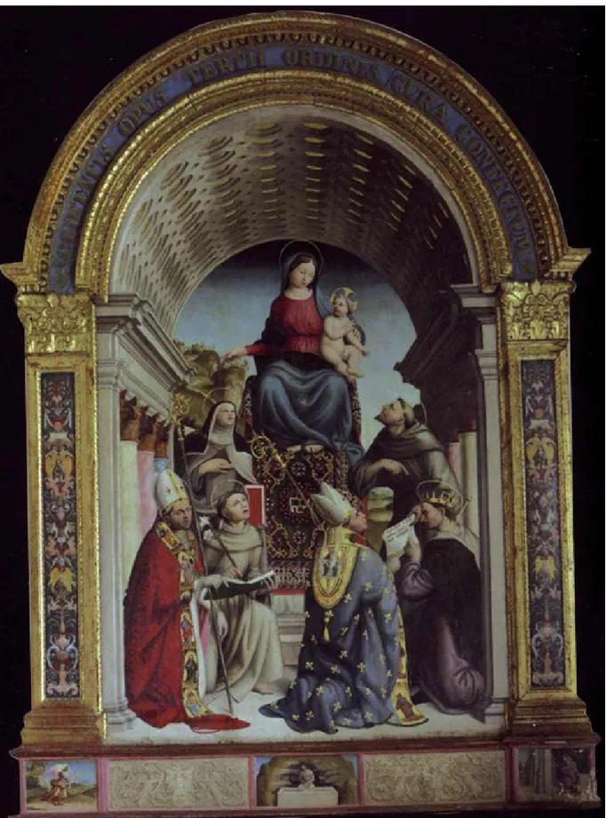 Fig. 3. Antonio da Faenza, Madonna col Bambino e santi francescani, Norcia, Museo della  Castellina
