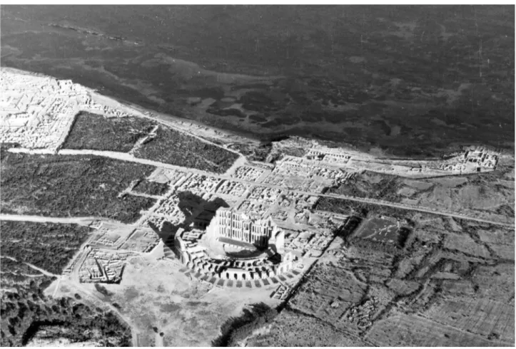 Fig. 11. Sabratha.  Veduta aerea  del quartiere del  teatro (da Di Vita  1997, ig. 56, foto  I.C.C.D