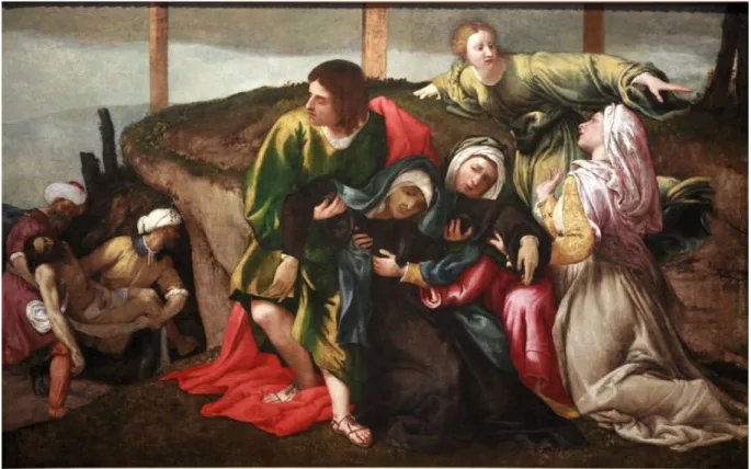 Fig.  6.  Lorenzo  Lotto,  Trasporto  di  Cristo  al  sepolcro  con  lo  svenimento  della  Vergine,  Strasburgo, Musée des Beaux-Arts