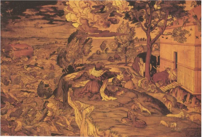 Fig. 12. Lorenzo Lotto e Giovan Battista Capoferri, Il diluvio Universale, Bergamo, chiesa di  Santa Maria Maggiore