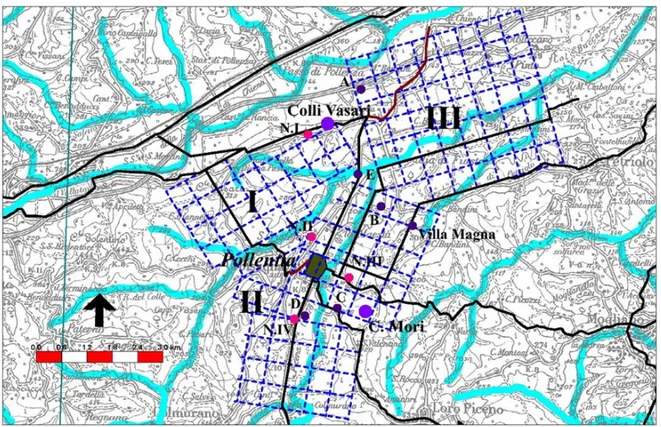 Fig. 9. Pollentia: archaeological map of the territory 