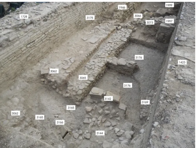 Fig. 7. Pollentia: walls of Republican age in Sector 2 of Excavation 4, from the south-east