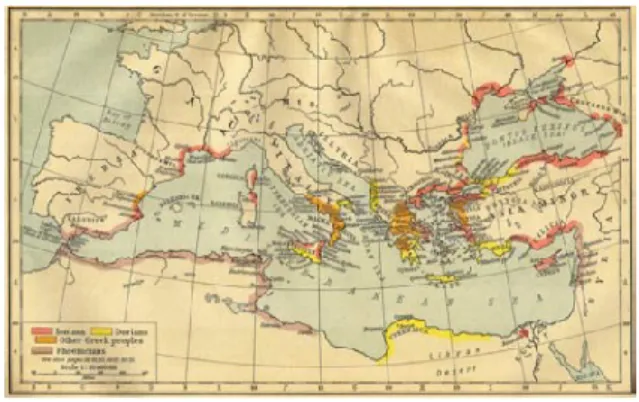 Figure  1.  An  ancient  map  illustrating  areas  of 