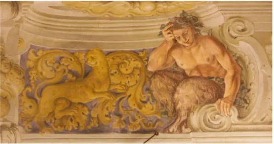 Fig. 11. Carlo Antonio Rambaldi,  Satiro e leopardo, Macerata, Palazzo Buonaccorsi