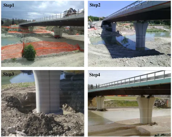 Figure 3.13 Images of the “Cesano bridge” piers at different construction steps 
