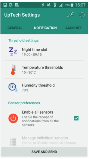 Figure 7.2: Screenshot of the smartphone application: the GUI is the same for in- in-stallers and care providers.