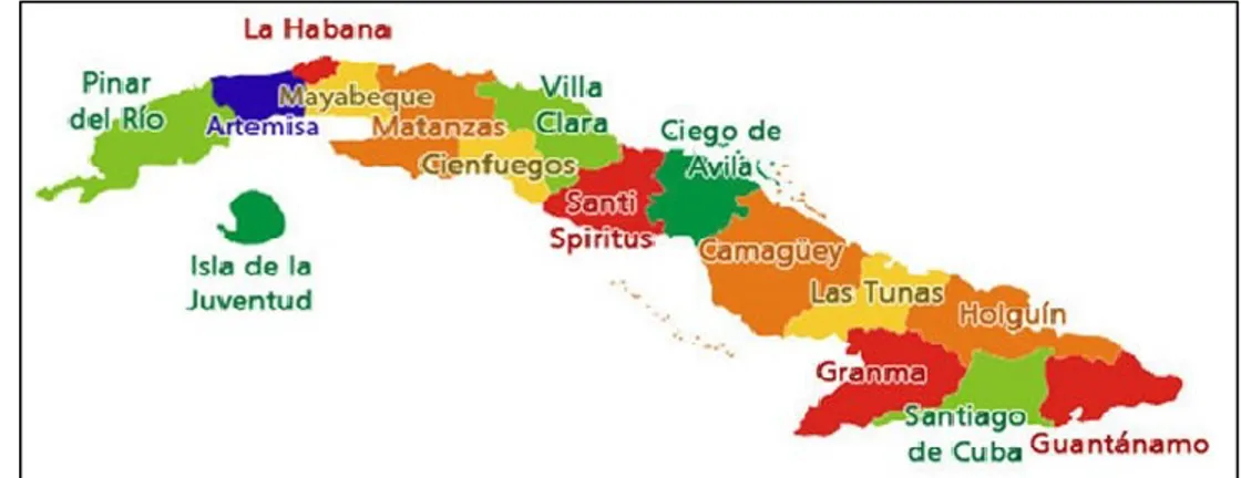 Figura 1. División político-administrativa de la República de Cuba. Fuente: ANPP. 