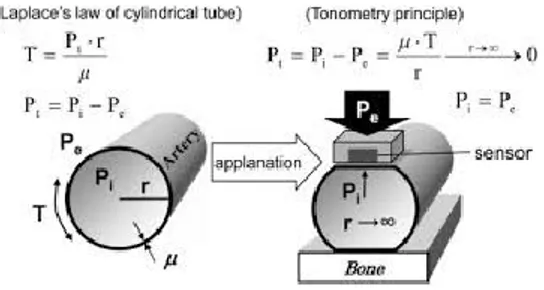 Figure 4: The principle of measurement of an applanation tonometer [25] 