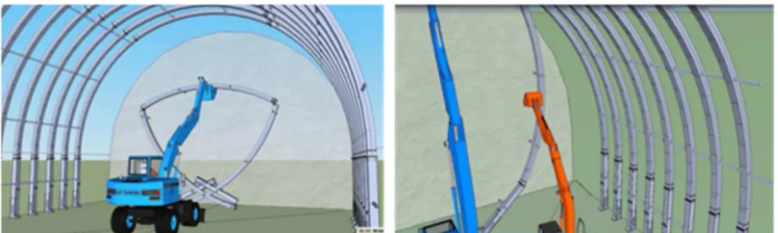 Figure 13. Installation of the semi-automatic tubular steel arch support (from Zenti &amp;  Cullaciati 2016) 