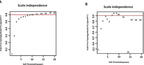 Figure  1  Identification  of  the  optimum  soft-threshold  power  by  calculation  of  scale-free  topology  fit  index