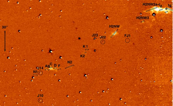 Figure 1. Image of the L723 field obtained with LIRIS through the H 2 2.122 µm line filter (the continuum has been subtracted)