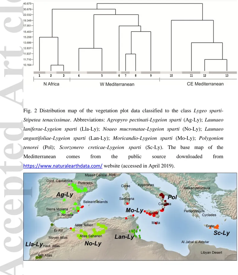 Fig.  2  Distribution  map  of  the  vegetation  plot  data  classified  to  the  class  Lygeo  sparti- sparti-Stipetea  tenacissimae