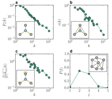 Figure 1.2: Topological properties of a real network. The green curves repre-