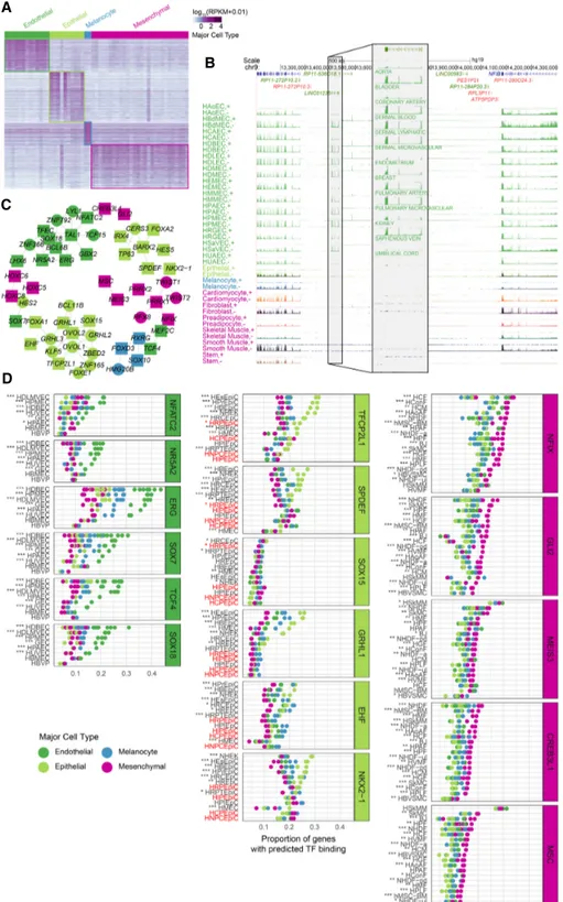 Figure 2. Cell-cluster-specific genes. (A) Expression of 2871 genes specific to major cell types