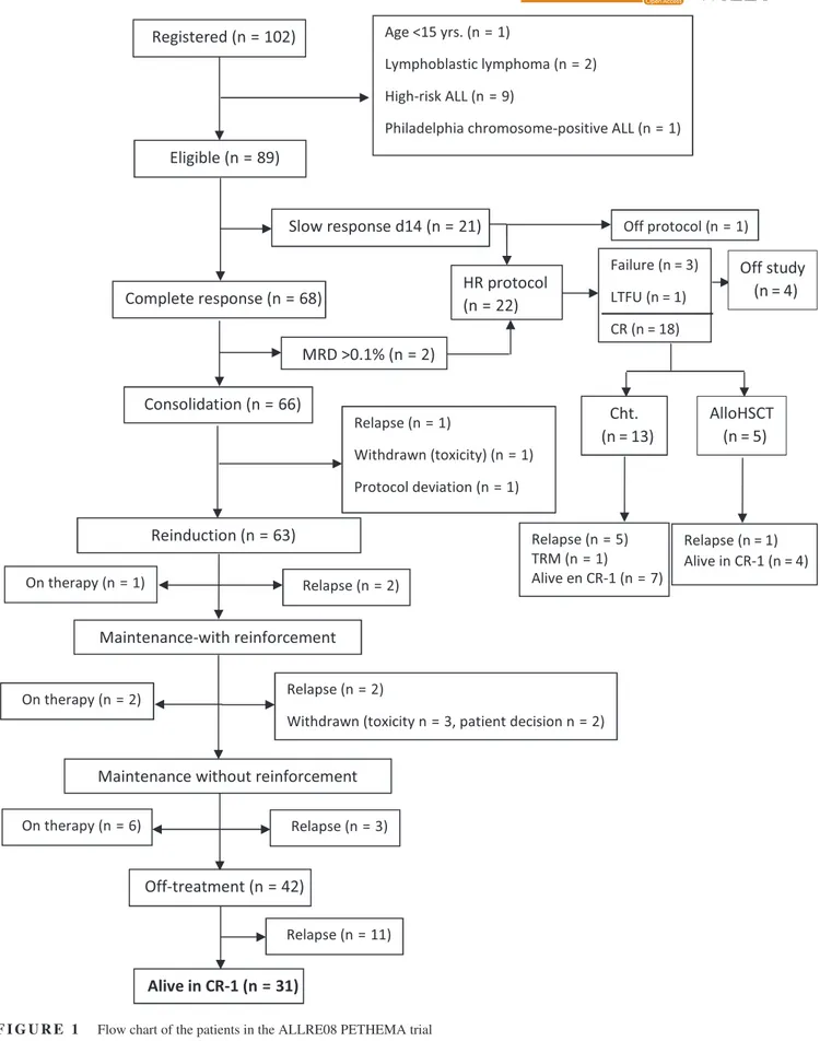 FIGURE 1  Flow chart of the patients in the ALLRE08 PETHEMA trial