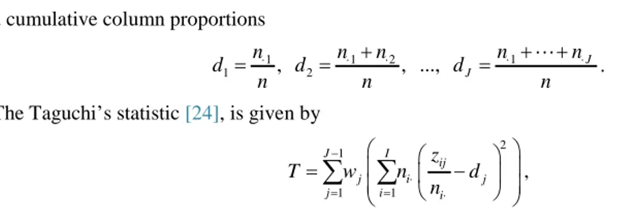 Table 2. Inertia expressions for five methods for representing rows in contingency tables
