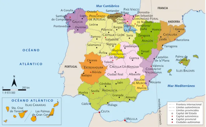 Figure 1. Territorial organization of Spain in Autonomous Communities or Regions (AC, Comunidades Aut onomas).