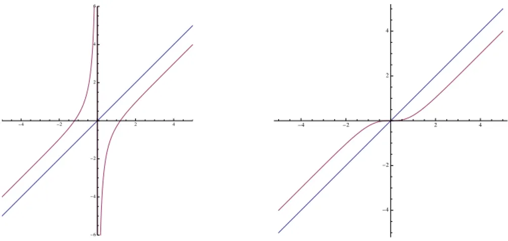 Figure 5. Left: The graph of the map f from Example 7.2 restricted to the vertical line r k , plotting t 7→ g(t) = Im(f (r k (t)))
