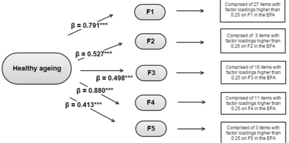 Figure 1.  Second-order Confirmatory Factor Analysis conducted over the validation sample at ELSA  baseline