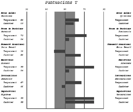 Figure 3.11. The psychological profile with T-scores of Participant 2 (girl, 13 y.o). 