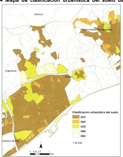 Figura 24 Mapa de clasificación urbanística del suelo de Mataró 