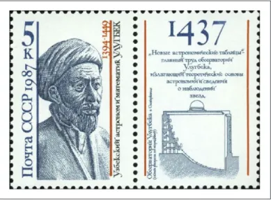 Figure 1.  Ulugh Beg and the Observatory of Samarkand. Commemorative stamp.