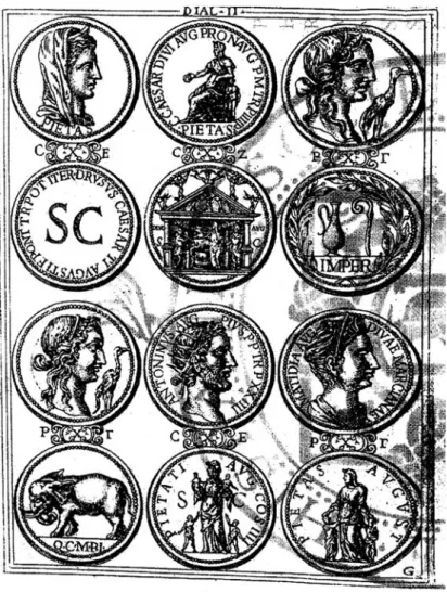 Fig. 5 - Gravat calcogràfic que il·lustra el Dialogos de Medallas,