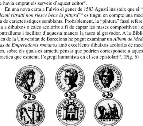 Fig. 6 - Dibuixos de l’Album de Medallas. Manuscrit de la Biblioteca Universitat de Barcelona.