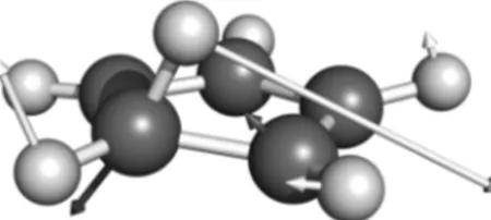 FIG. 10. Molecular configuration of the optimal BBP of the 1,2-sigmatropic H-shift rearrangement of cyclopentadiene