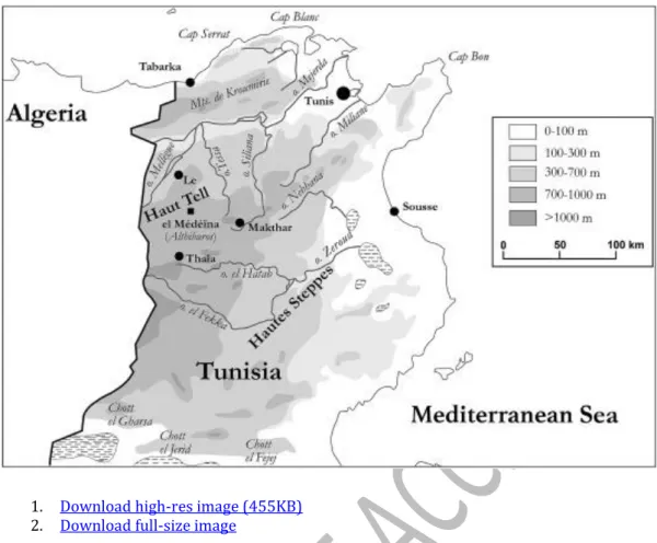 Fig. 1. Map showing the general location of Althiburos, in northern Tunisia. 