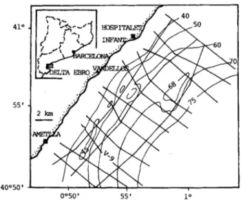 Figura  1.- Situación geográfica  de la zona  estudiada y red  sísmica  cuencias que hemos  denominado  Secuencia  Superior 