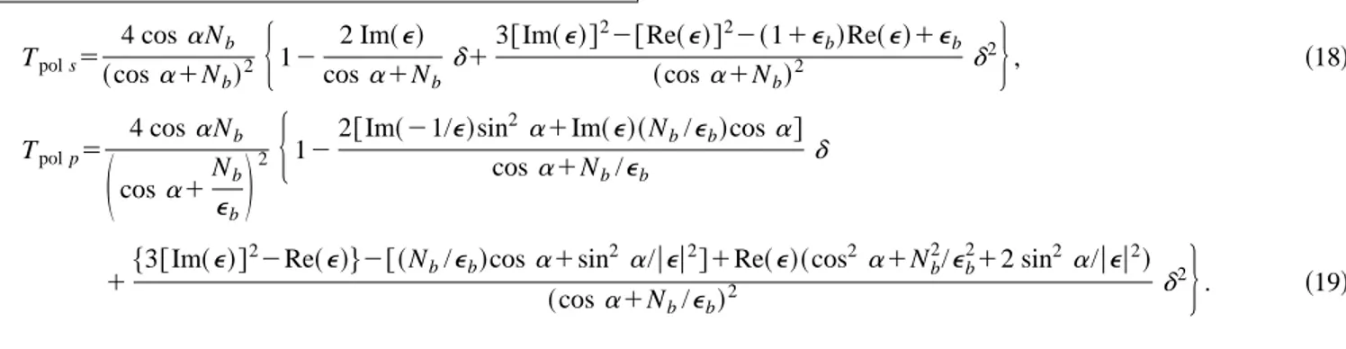 FIG. 14. Imaginary part of the dielectric function of a single peak and the results obtained from the first- and second-order approximation of the  trans-mittance and reflectance of a thin layer of 500 Å thick.