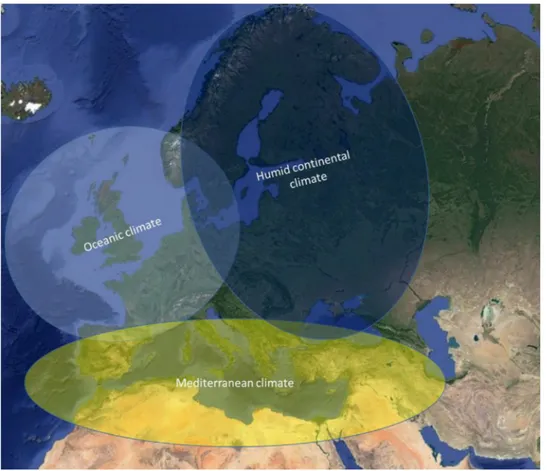 Fig. 1. Climatic zones in Europe.
