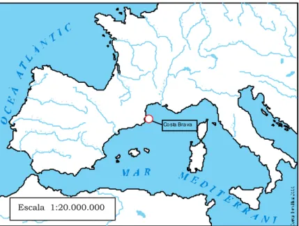 Figura 2.1. Situació de la Costa Brava dins  el  context  de  la  Mediterrània 