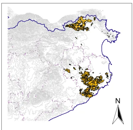 Figura 2.10. Distribució de la sureda a la província de Girona 