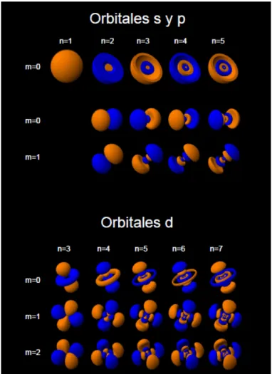 Figura 1: Representaci´ o dels orbitals s, p i d en notaci´ o usual ´