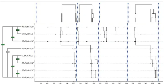 Figura 2.  Dendogramas de los T-patterns encontrados en la etapa de postformación.