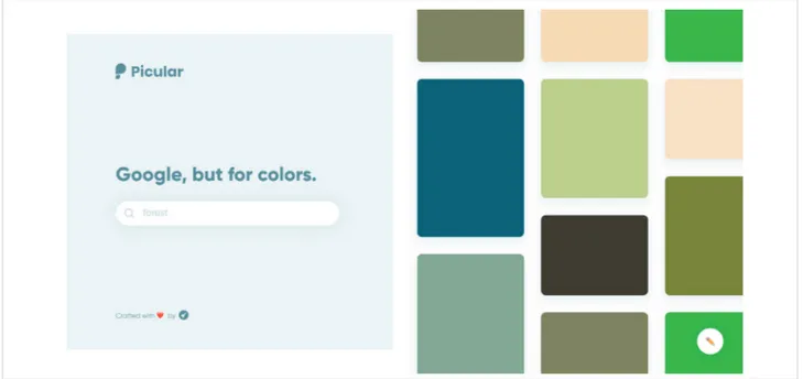 Figura 10. Recuperación de una paleta de colores como respuesta a una búsqueda realizada a partir de la expresión  “forest”
