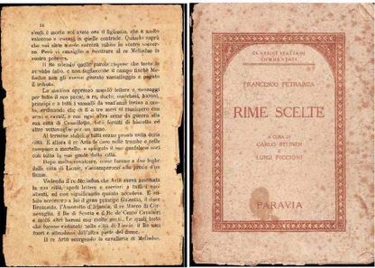 Fig. 30: Left:“I cavalieri della tavola rotonda” ; Right:“Francesco Petrarca - Rime Scelte” 