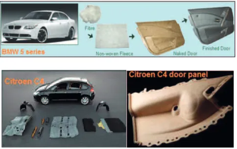 Fig. 2.  Examples of applications of Natural Fibres in the automotive  field