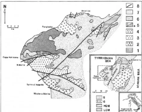 Figura  7  -  Mappa  geotettonica  dell'area  di  Capo  Vaticano  (Rottura  et  al.,  1991)