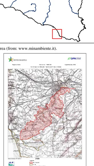 Fig. 2.1.2 – Perimeter of the SCI ITA080003 - Vallata del fiume Ippari (from: www.minambiente.it)