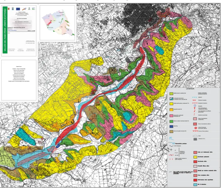 Figure 2.3.1 shows the main geological and geomorphologic characteristics of the study area